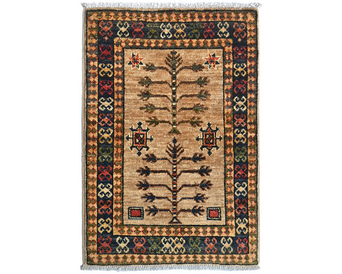 2x3 Light Brown Ersari Afghan Hand Knotted Veg Dye Wool Area Rug